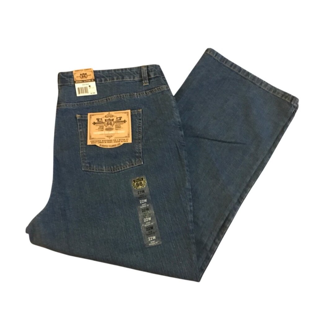 Womens Plus Size Route 66 Favorite Fit Bootcut Jeans 22W Short Blue Denim